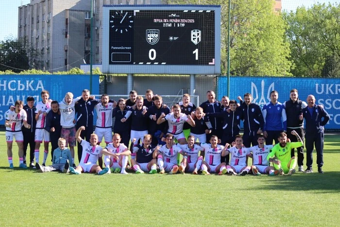 Football players of the club from the district center in Khmelnytskyi