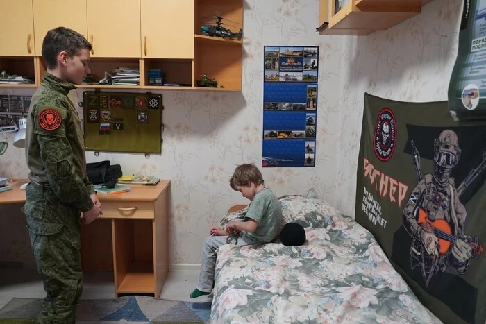 Students of military schools in Russia during a class