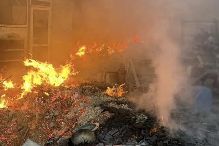 A large-scale fire broke out in Chernihiv region after a Russian strike