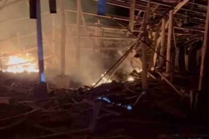 Damaged industrial facility in Sumy region