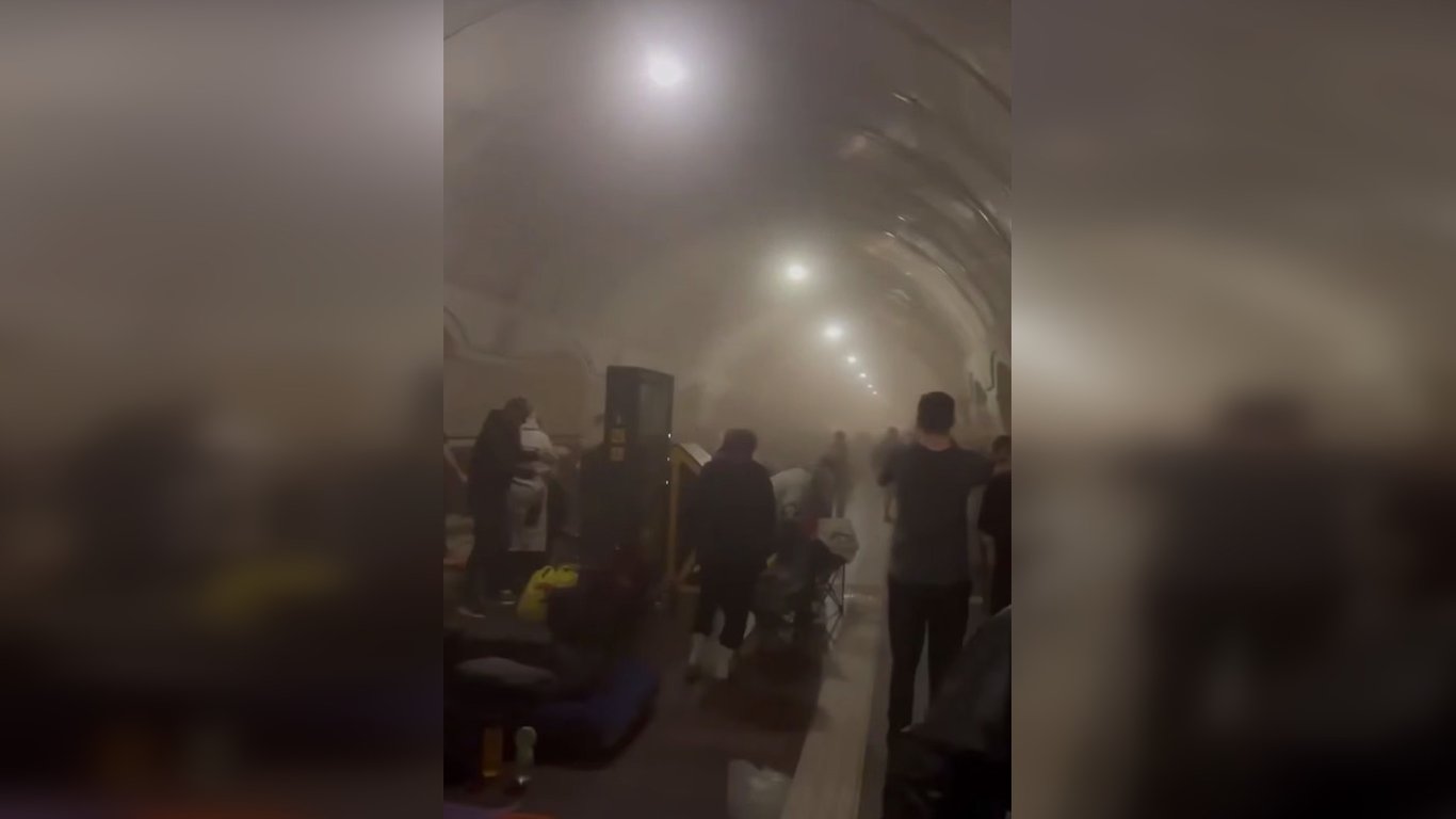 Smoke at Luk'yanivska Metro — Massive Attack by Russia on Kyiv